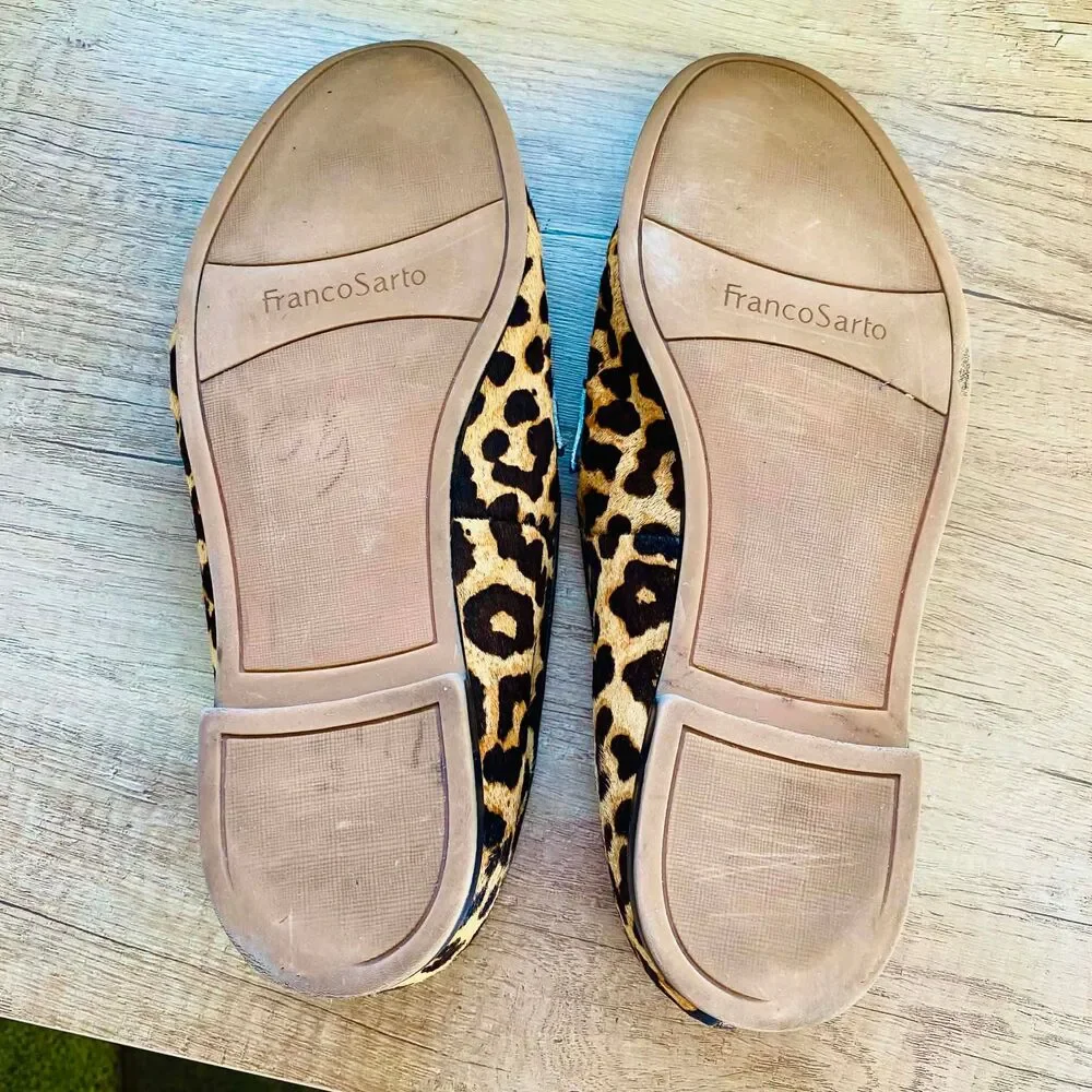 Franco Sarto Leopard Print Calf Hair Loafers Women's Flats Animal Print 8.5